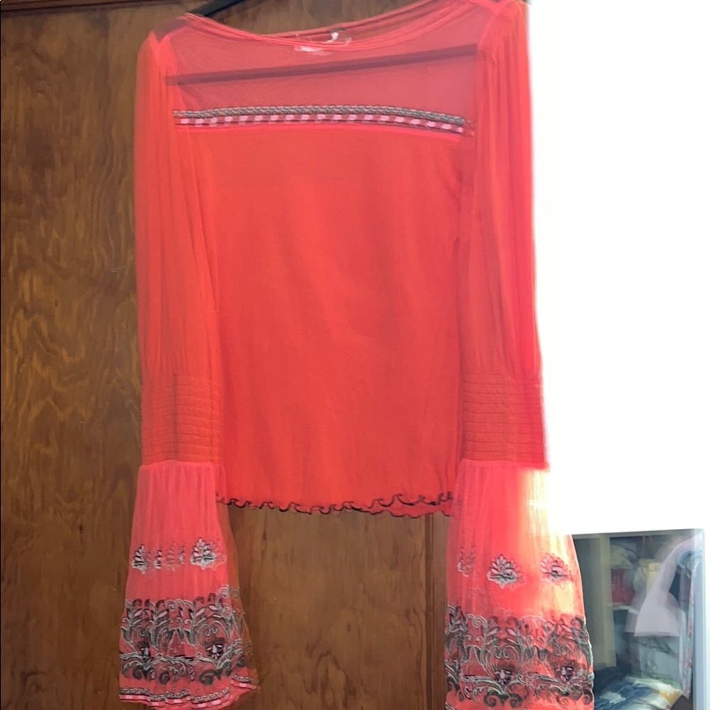 Free people Women's Sheer bell Sleeve Top - Orange